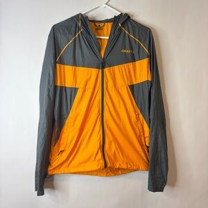 Craft Mens Running Jacket Windbreaker in Charcoal and Bright Orange size Medium